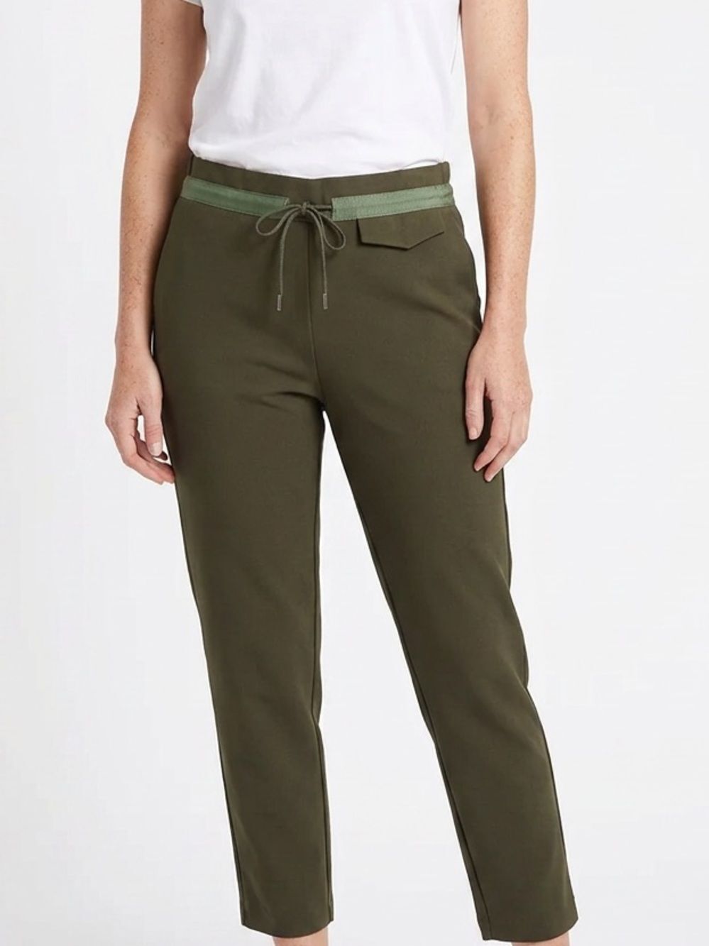 TOPSHOP | Paperbag Drawstring Waist Pants Green 8